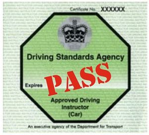 Driving instructor pass badge