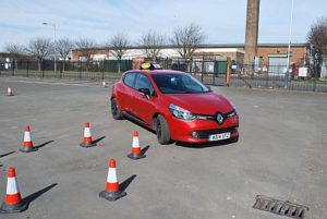 red-car-cones